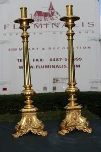 Candle Sticks en Brass / Bronze / Gilt, France 19th century