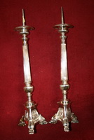 Candle Sticks en Brass/ Plated, France 19th century
