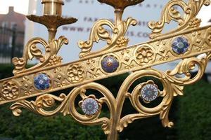 Candle Sticks Gilt en Brass / Bronze / Emaille, France 19