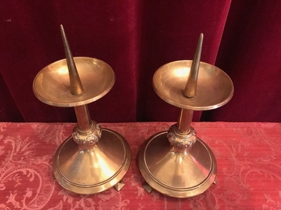 Candle Sticks Measures Without Pin en Brass / Bronze , Belgium 19th century