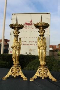 Candle Sticks Measures Without Pin en Brass / Bronze, France 19th century