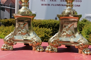 Candle Sticks Measures Without Pin en Brass / Bronze, France 19th century