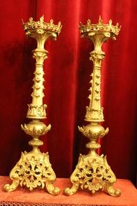 Candle Sticks Measures Without Pin en Bronze / Gilt, France 19th century