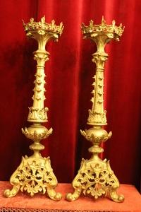 Candle Sticks Measures Without Pin en Bronze / Gilt, France 19th century