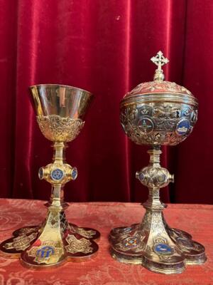 Chalice And Ciborium en Full - Silver / Enamel / Silver Marks Present, Paris - France  19 th century