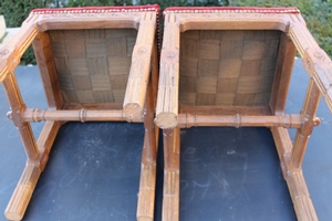 Choir Seats.  Completely & Professionally Refit According To The Traditional Methods And With Original Materials. en Oak / Red Velvet, Belgium 19th century