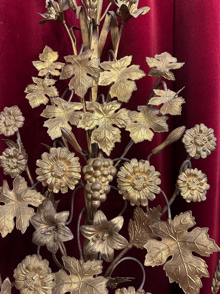 Pair Classicistic Exceptional Floral Altar Pieces 140 Cm High ! Very High Quality Enamel Representations Of St. Mary & St. Joseph