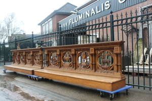 Communion Kneelers en hand-carved wood Oak, Belgium