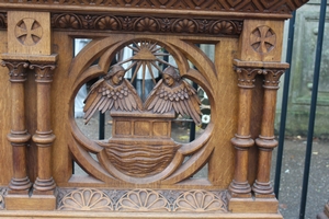 Communion Kneelers en hand-carved wood Oak, Belgium