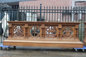 Communion Kneelers en hand-carved wood Oak, Belgium