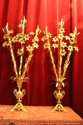 Decorative Flowers  en Brass / Bronze / Gilt, Belgium 19th century