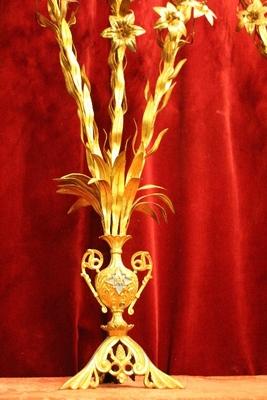 Decorative Flowers  en Brass / Bronze / Gilt, Belgium 19th century