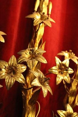 Decorative Flowers  en Brass / Bronze / Gilt, Belgium 19th century