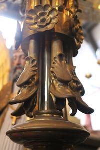 Exceptional And Very Rare Standing Chandeliers en Brass / Bronze, Belgium 19th century