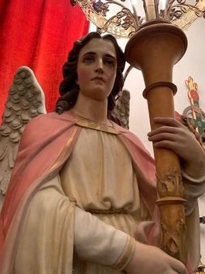 Exceptional Angels Total Height 240 Cm.  en Plaster polychrome, France 19th century ( anno 1880 )