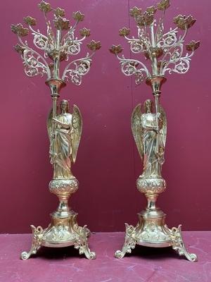 Exceptional Candle Holders en Full Bronze / Polished and Varnished, France 19th century ( anno 1890 )