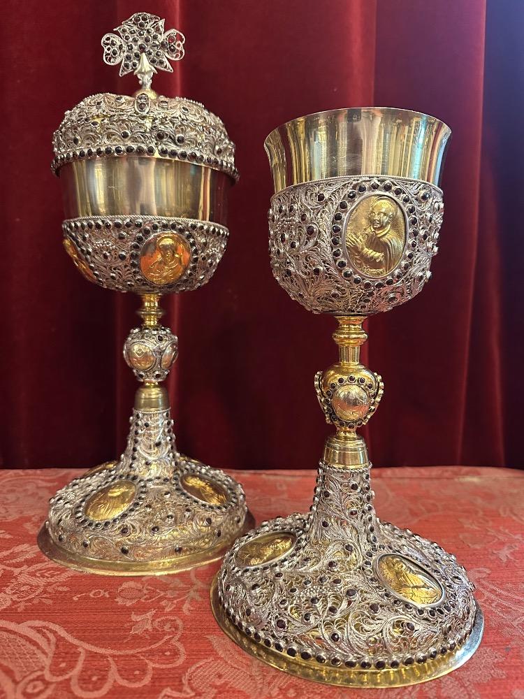 Pair  Exceptional Chalice & Ciborium By : Silversmith Adolf Tutsch.
