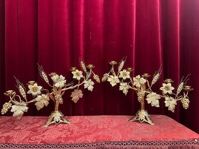 Pair  Floral Candle Holders