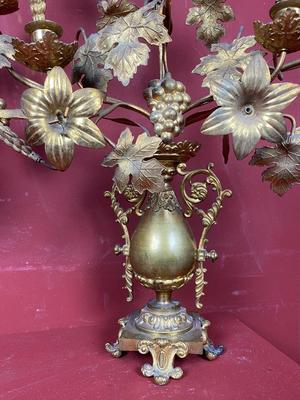 Floral Candle Holders  en Brass / Bronze , France 19th century ( anno 1875 )