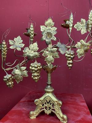 Flower Candle Holders en Brass / Bronze / Gilt, France 19th century ( anno 1890 )