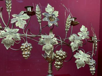 Flower Candle Holders en Brass / Bronze / Gilt, France 19th century ( anno 1890 )