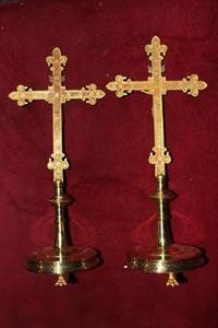 Altar - Crosses style gothic en Messing / Bronze, Belgium 19th century