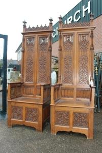 Bishop - Seats style gothic en Oak, France 19th century