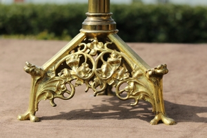 Candle Sticks style gothic en Brass / Bronze, France 19th century