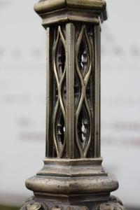 Candle Sticks style gothic en Brass / Bronze, France 19th century