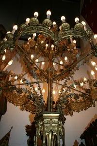 Exceptional Large Matching Full Bronze Candelabra style gothic en BRONZE , France 19 th century