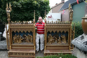 Exceptional Oak Retables style gothic en wood polychrome, Dutch 19th century