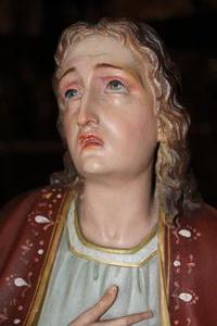 St. Maria And St. Joannes style Gothic en plaster polychrome, France 19th century