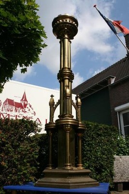 Stunning Large Brass Candle Sticks style gothic en BRASS , Belgium 19th century