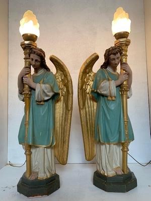 Angels style Gothic - style en Terra-Cotta polychrome, France 19th century ( anno 1890 )