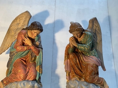 Angels style Gothic - style en plaster polychrome, France 19th century ( anno 1890 )