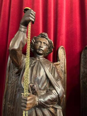 Angels style Gothic - Style en Hand - Carved Wood , France 19 th century ( Anno 1840 )