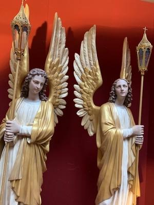 Angels style Gothic - style en Composite Polychrome, Belgium 19th century