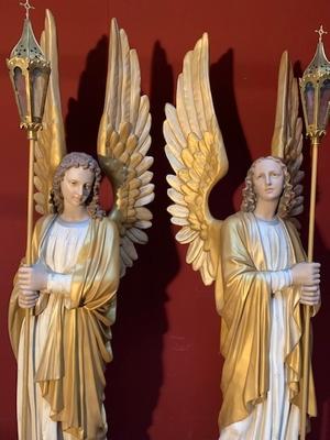 Angels style Gothic - style en Composite Polychrome, Belgium 19th century