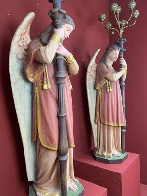 Angels style Gothic - Style en plaster polychrome, France 19th century ( anno 1890 )