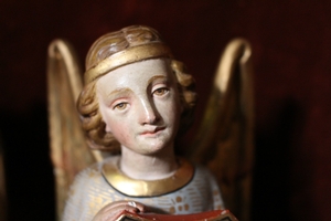 Angels style Gothic - style en hand-carved wood polychrome, Belgium 1870