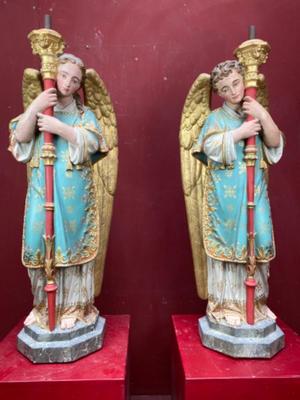 Angels style Gothic - style en Terra - Cotta Polychrome, France 19 th century ( Anno 1865 )