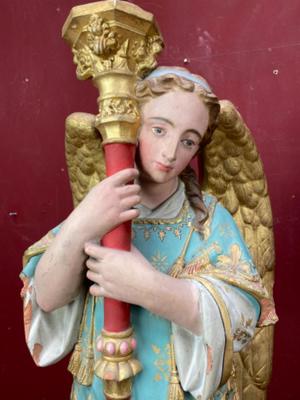 Angels style Gothic - style en Terra - Cotta Polychrome, France 19 th century ( Anno 1865 )