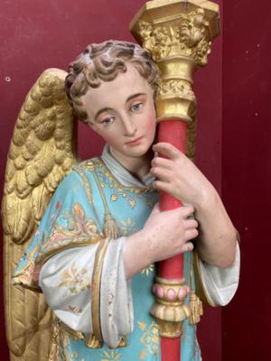 Angels style Gothic - style en Terra - Cotta Polychrome, France 19 th century ( Anno 1865 )