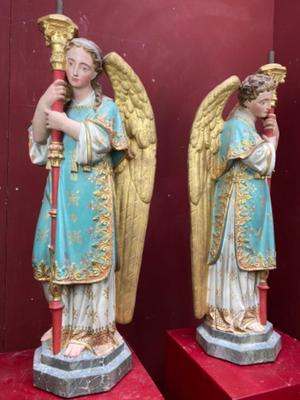 Angels style Gothic - style en Terra - Cotta Polychrome, France 19 th century ( Anno 1865 )