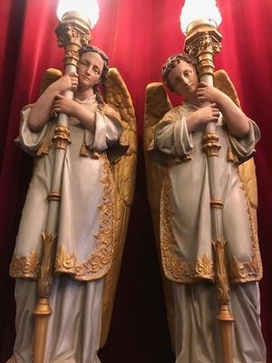 Angels Atelier Regony style Gothic - style en plaster polychrome, France 19th century ( anno 1890 )