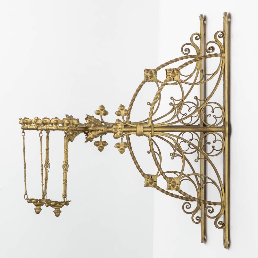 Pair Gothic - Style Antique Wall-Mounted Hangers For 'Eternal Lights'