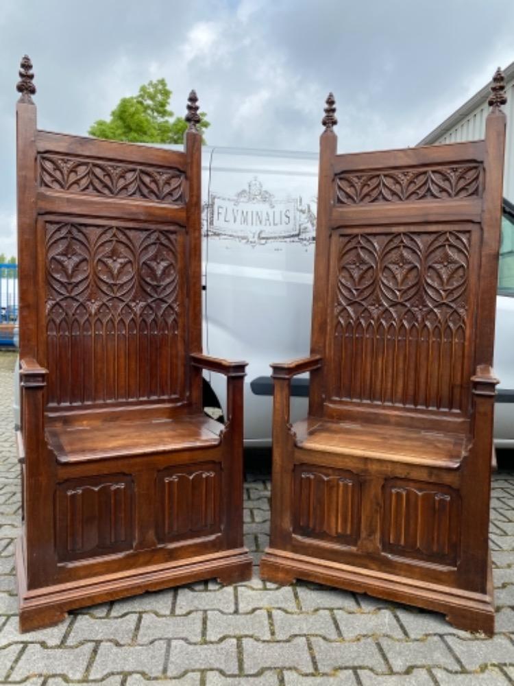 Pair Gothic - style Bishop Seats