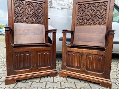 Bishop Seats  style Gothic - style en Walnut wood , France 19 th century
