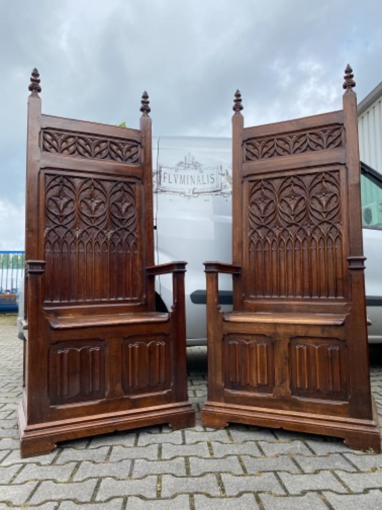 Pair Gothic - style Bishop Seats