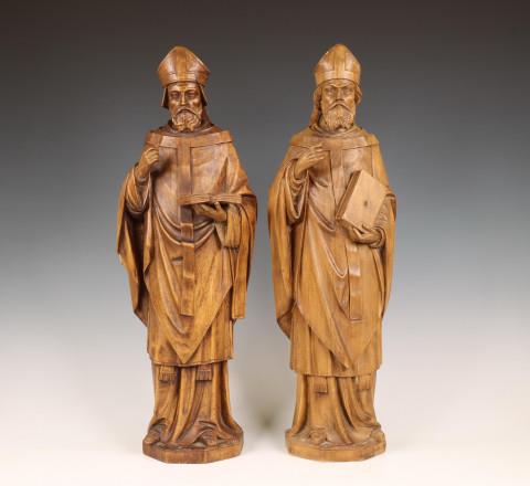 Pair Gothic - Style Bishop Statues
